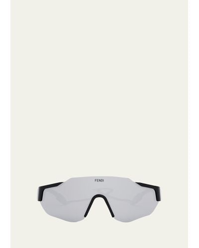 Fendi Rimless Nylon Wrap Sunglasses With Lanyard - Natural