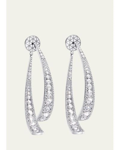 64 Facets 18k White Gold Broken Hoop Earrings With Diamonds - Natural