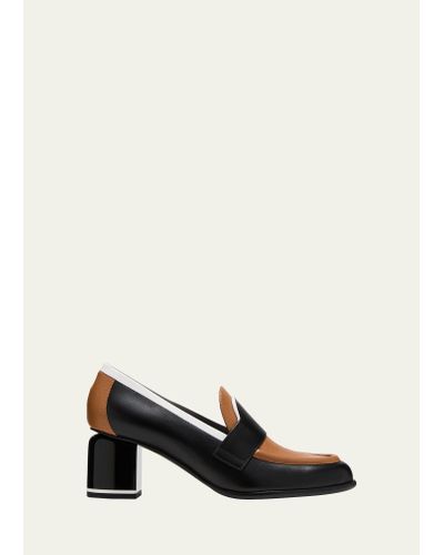 Pierre Hardy Easton Mixed Leather Heeled Loafers - Black