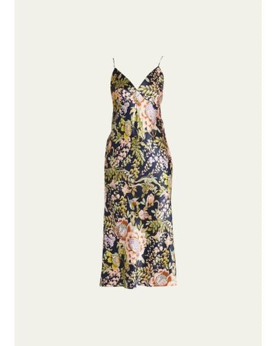 Olivia Von Halle Issa Floral-print Silk Slip Dress - Multicolor