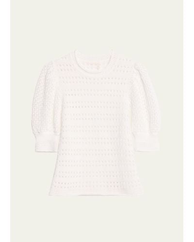 Chloé X High Summer Crochet Puff-sleeve Top - Natural