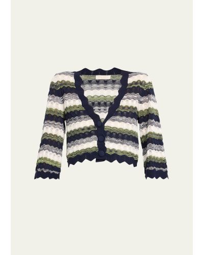 Ramy Brook Nell Wavy Knit Cropped Cardigan - Multicolor