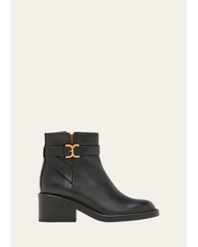 Chloé Marcie Leather Buckle Ankle Booties - Black