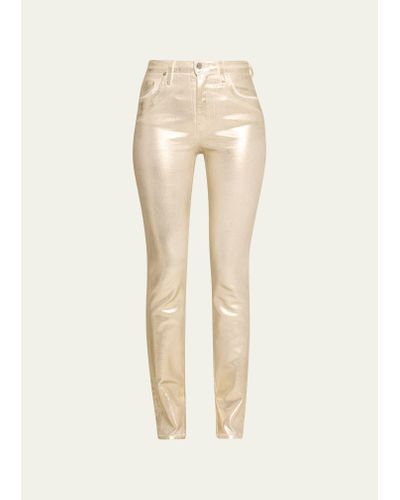 Jonathan Simkhai Rae Gold Foil High-rise Ankle Skinny Jeans - Natural