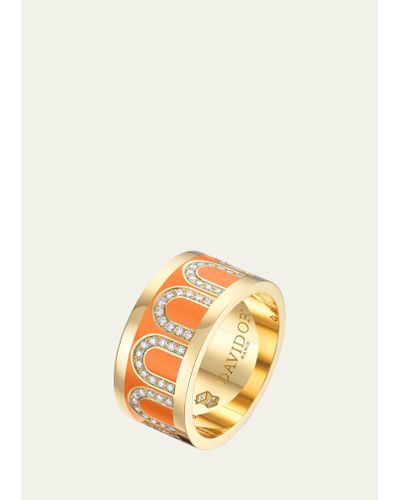 Davidor L'arc De Ring Gm In 18k Yellow Gold With Zeste Lacquered Ceramic And Arcade Diamonds - Metallic