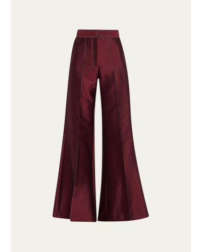 Christopher John Rogers High-waist Flare Pants With Contrast Seams - Red