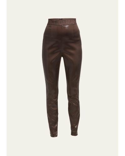 Dolce & Gabbana Logo Tape Stretch Laminated Pants - Brown