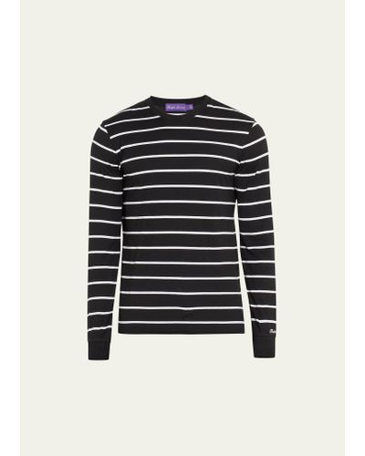 Ralph Lauren Purple Label Striped Lisle Jersey T-shirt - Black