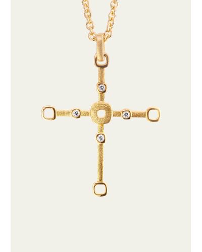 Alex Sepkus 18k Gold Box Cross Pendant With Diamonds - Natural