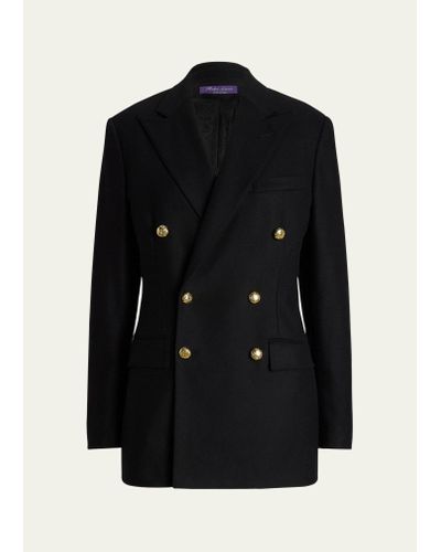 Ralph Lauren Collection Shelden Double-breasted Wool Crepe Jacket - Black