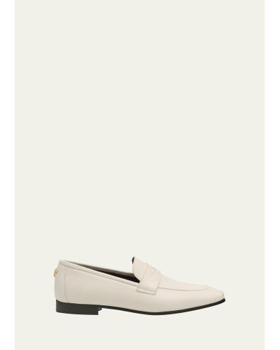 Bougeotte Leather Flat Penny Loafers - Natural
