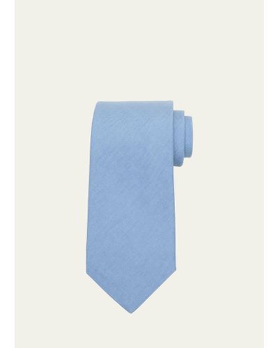 Ralph Lauren Solid Silk-linen Tie - Blue