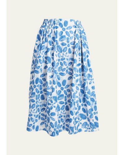 Marni Floral Print Midi Skirt - Blue
