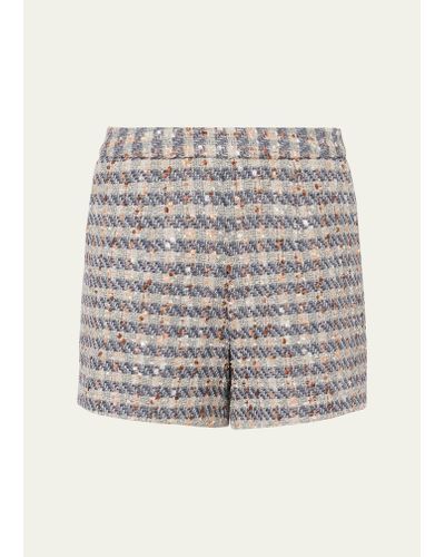 L'Agence Ashton Plaid Tweed Shorts - Gray