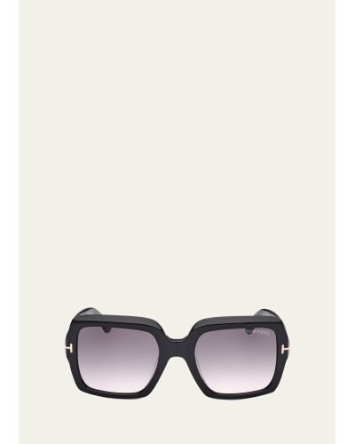 Tom Ford Kaya Beveled Acetate Square Sunglasses - Multicolor