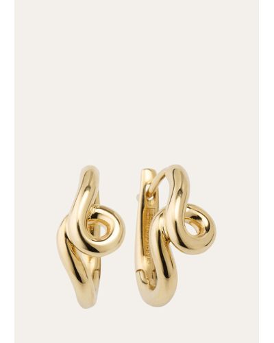 Bea Bongiasca Single Wave Hoop Earrings In 9k Yellow Gold - Metallic