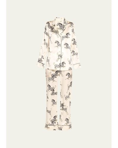 Olivia Von Halle Lila Zebra-print Silk Pajama Set - Natural
