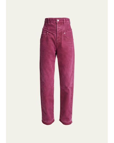 Isabel Marant Noemie Raw-edge Straight Leg Jeans - Pink