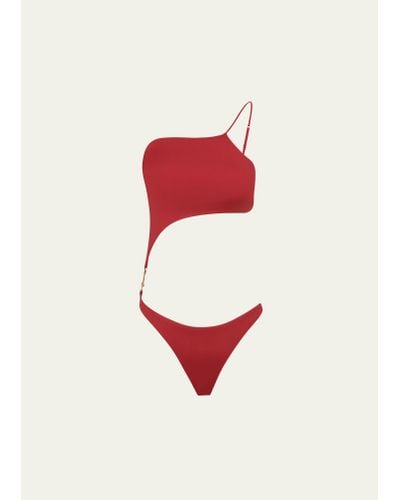 ViX Solid Deise Brazilian One-piece Swimsuit - Red