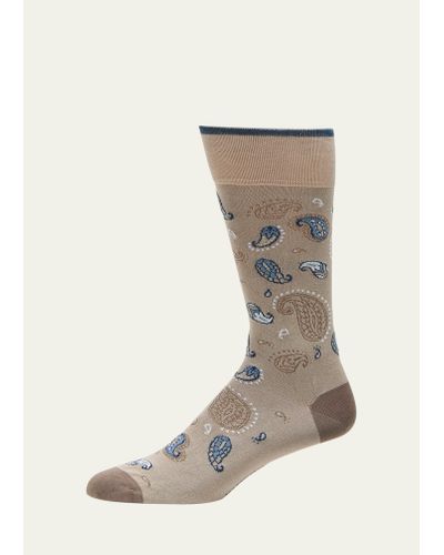 Marcoliani Paisley Intarsia Mid-calf Socks - White