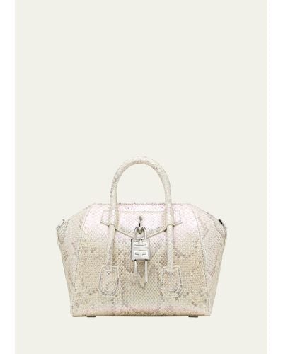 Givenchy Antigona Lock Mini Top-handle Bag In Python - Natural