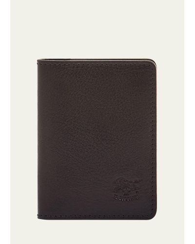 Il Bisonte Vachetta Leather Bifold Card Case - Black