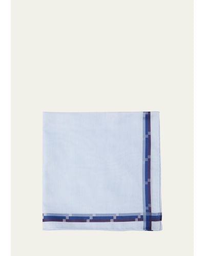 Simonnot Godard Triple-line Woven Pocket Square - Blue