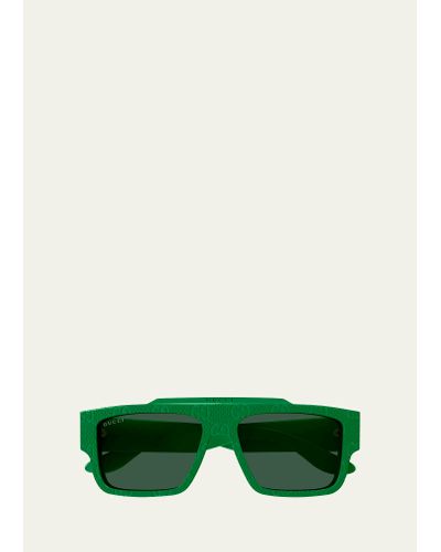 Gucci GG1460Sm Acetate Rectangle Sunglasses - Green