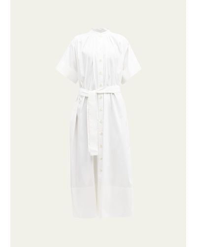 Co. Gathered Button-front Midi Dress - White