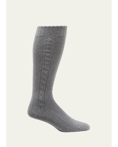 Loro Piana Cable Knit Cashmere Socks - Gray