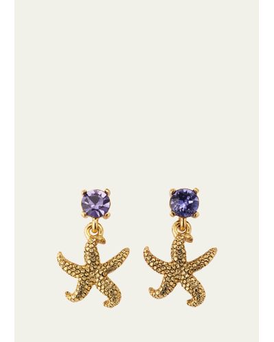 Oscar de la Renta Crystal Starfish Earrings - Natural