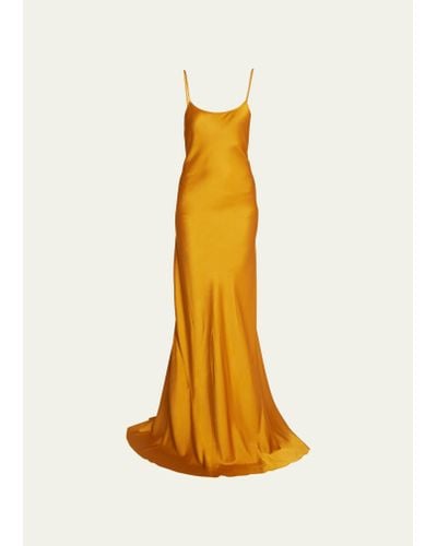 Victoria Beckham Cami Satin Gown - Yellow