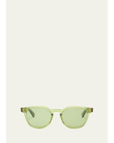 Bottega Veneta Bv1253s Acetate Round Sunglasses - Green
