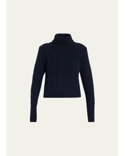 Nili Lotan Andrina Cable Cashmere-wool Turtleneck Sweater - Blue