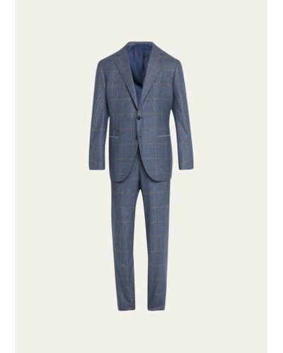 Cesare Attolini Two-tone Check Suit - Blue