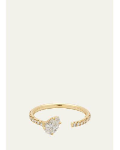 Jemma Wynne Prive Open Band Ring With Pear-shaped Diamond - Natural