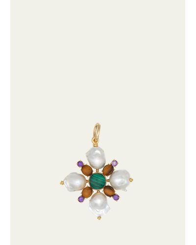 Grazia And Marica Vozza Flower Charm With Freshwater Baroque Pearls - White