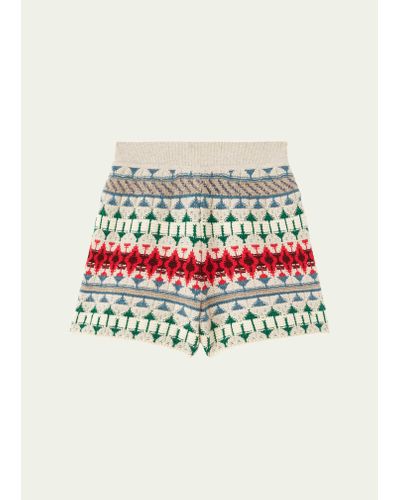 Loro Piana Holiday Noel Cashmere Knit Shorts - White