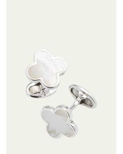 Jan Leslie Mother-of-pearl Clover Cuff Links - Natural