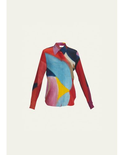 Chloé Abstract-print Silk Collared Blouse
