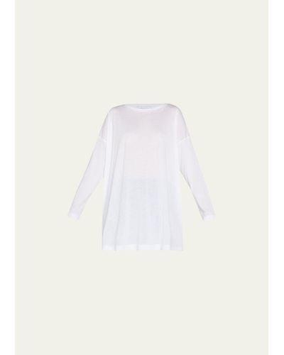 Eskandar Ultra-light Cotton Long-sleeve T-shirt (one Size) - Natural