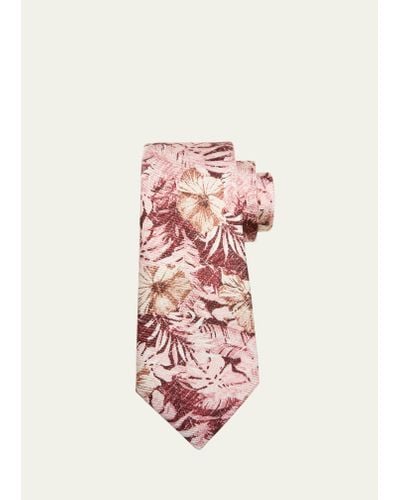Kiton Silk Tropical-print Tie - Pink