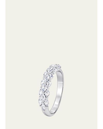64 Facets 18k White Gold Marquise Diamond Half Eternity Band Ring