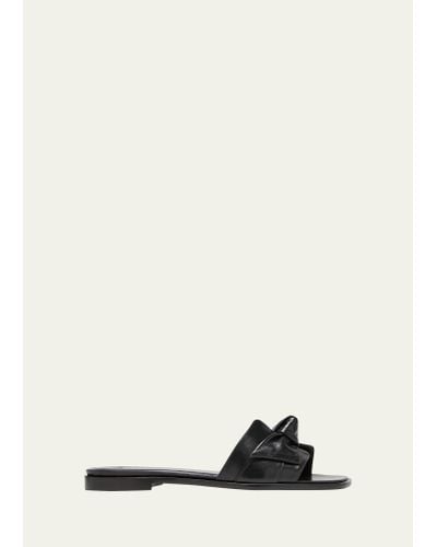 Alexandre Birman Maxi Clarita Leather Knot Flat Sandals - Black