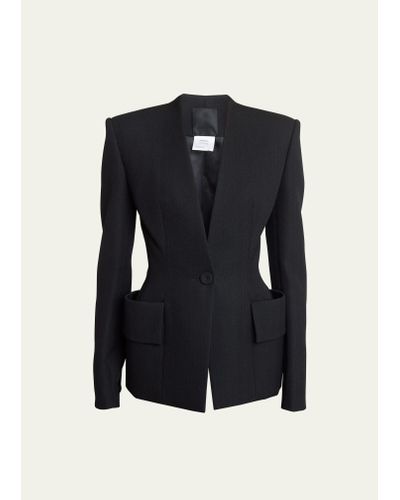 Givenchy One-button Cinched Waist Wool Blazer - Black