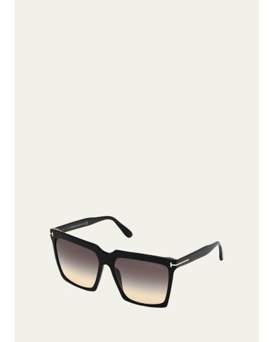 Tom Ford Sabrina Square Acetate Sunglasses - Natural