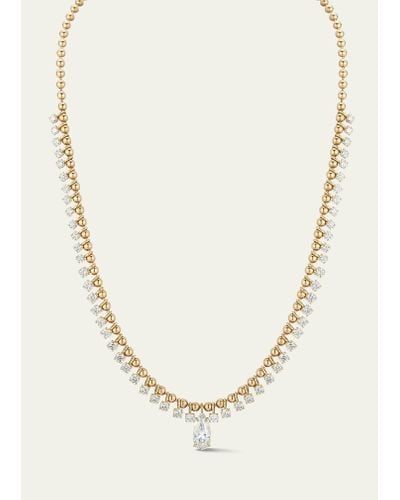 Jemma Wynne One-of-a-kind Connexion Diamond Fringe Necklace With Diamond Pear Center - Natural