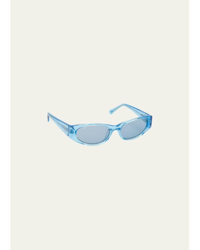 BY FAR Rodeo Round Acetate Sunglasses - Blue