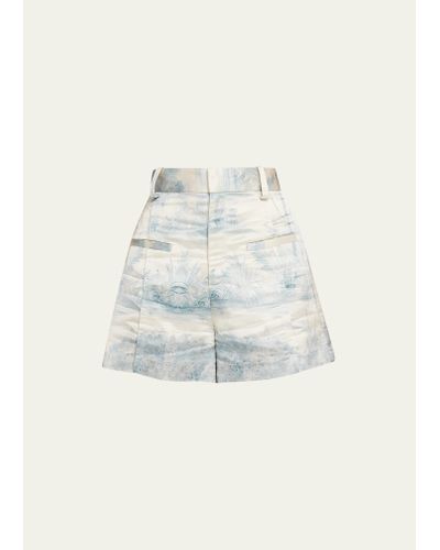 Libertine Blue Pastoral High Waisted Shorts - Multicolor