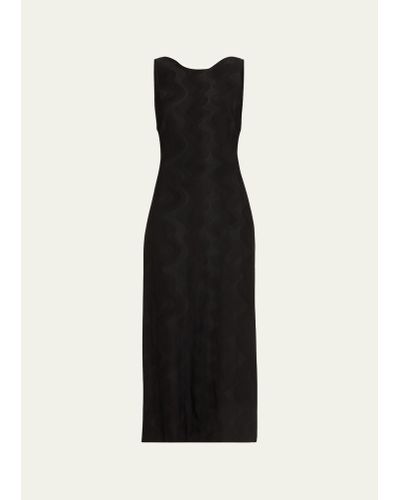 Giorgio Armani Wave Jersey Jacquard Sleeveless Maxi Dress - Black